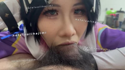 全露脸 女友cos暮蝶对视着给单男口爆